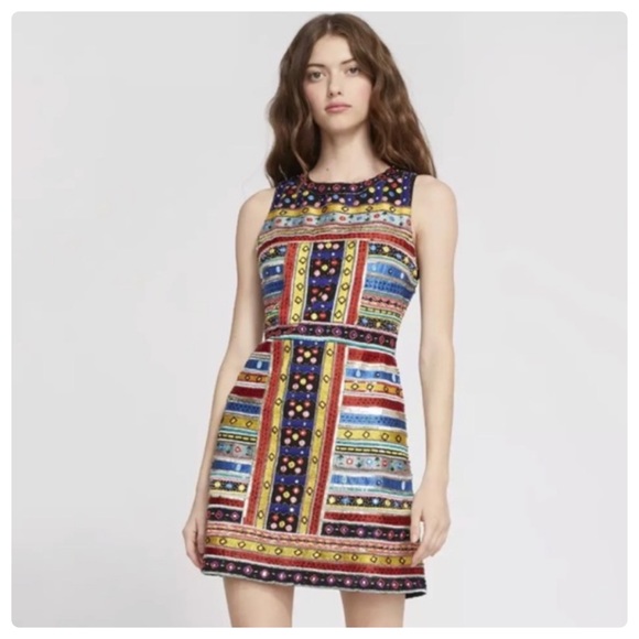 ALICE + OLIVIA Embroidered Embellished Dress - Picture 4 of 11